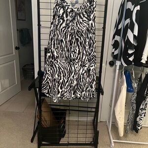 White House Black Market Black and White Animal Print Maxi Skirt